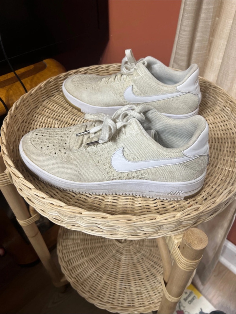 NIKE AIR FORCE 1 ULTRA FLYKNIT LOW FK AF1 STRING TAN WHITE SZ 10